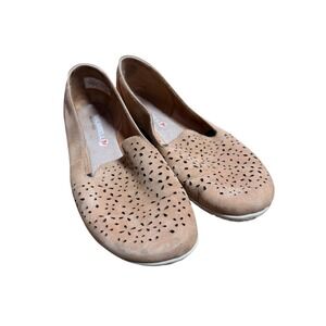 Merrell Mimic Bond Tan Leather Laser Cut Perforated Slip On Ballet Flats Size 7